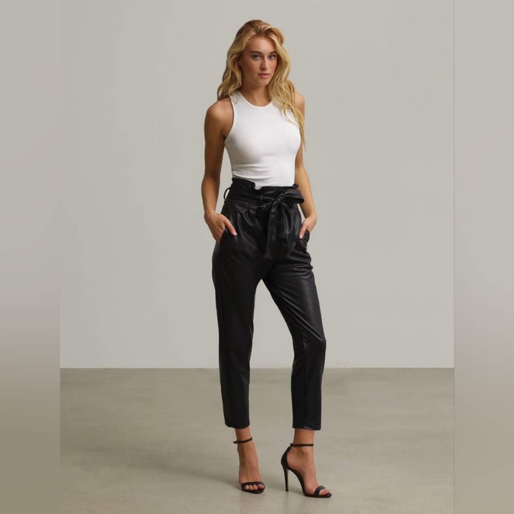 Designers Remix 100% Leather Paperbag Pants French Size 34